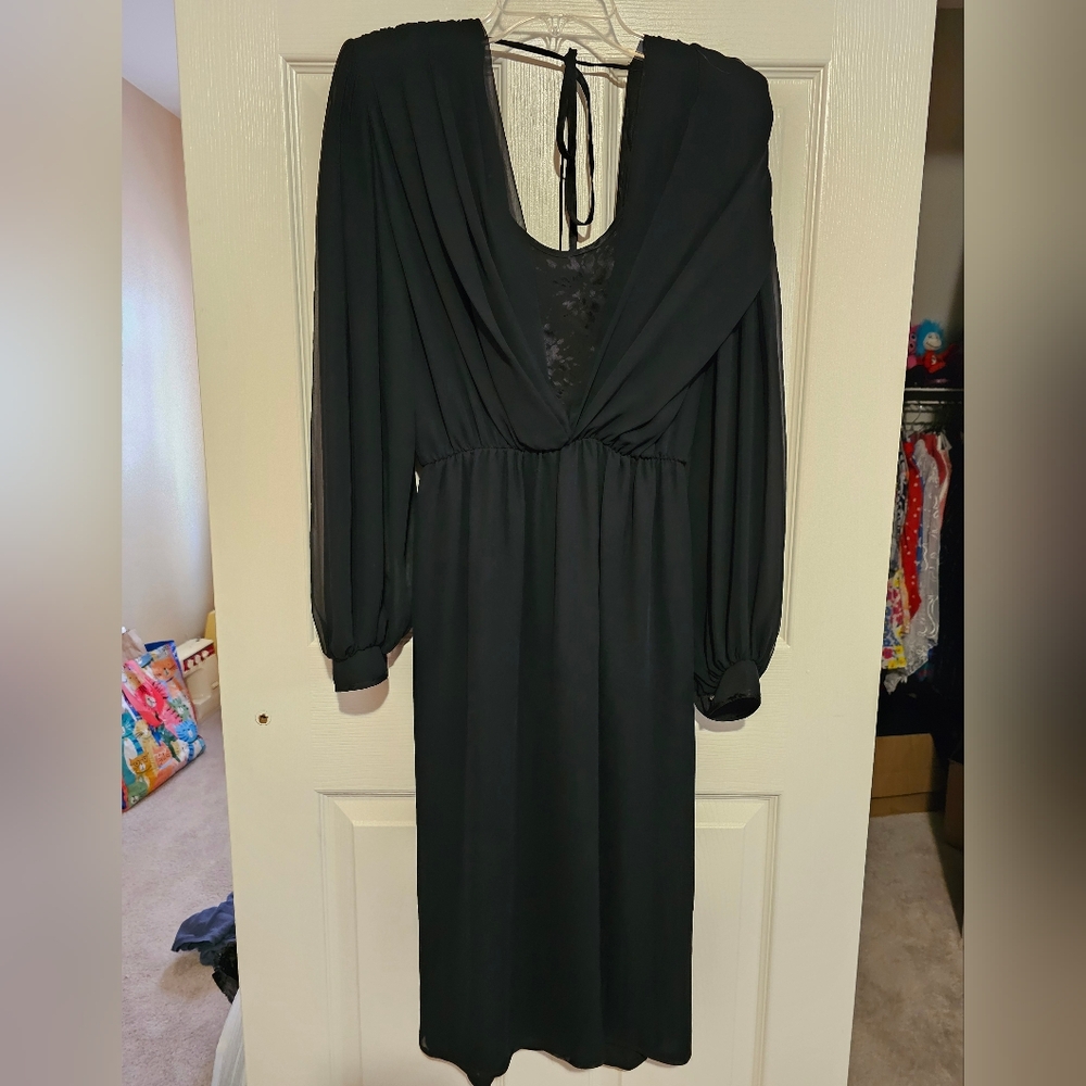 Wayne Clark Vintage Black Plunging Back Cocktail Dress sz 8